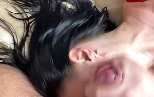 Zetration, intense fucking in the mouth in the most tonsiles with slaving cuming from bj