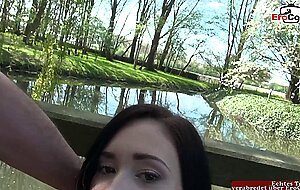 Erocom, pretty young woman likes to have outdoor sex in her nylons
