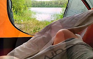 Swife katy, a forest nymph hungry for sex snuck into my tent in the morning and sat on my dick with anal