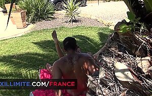 Made in france, mya the exhibitionist seduces lorenzo around the pool