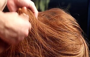 Sasha foxgirl, hairjob while redhead playing video game