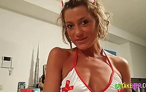 A pretty nurse to take care of my cock