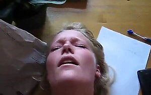 Blonde getting fucked on table