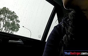 Car bj in public by busty thai milf