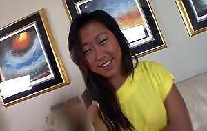 Miami reality, sexy asian teen takes big white cock in tight pussy
