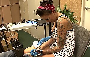 Deep fuckers, busty tattoo artist gets her pussy eaten and fucked