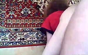 Beautiful Russian girl fuck on the background of the carpet