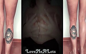 Lovemealots, woman solo masturbates in bathroom with music