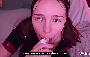 Aqua ri, schoolgirl swallows cock with pleasure